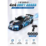 YILDIRIM OYUNCAK Uzaktan Kumandalı Şarjlı Işıklı ve Buhar Atan 4x4 Drift Araba – 2.4GHz 1:16 Ölçek LED Farlı Drift Lastikli RC Yarış Arabası 6+ Yaş