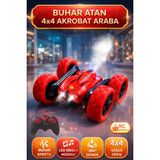 Yıldırım Oyuncak Uzaktan Kumandalı Şarjlı LED Işıklı Müzikli Buhar Atan 4x4 Rc Akrobat Araba 16CM - Kırmızı