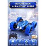Yıldırım Oyuncak Uzaktan Kumandalı Şarjlı LED Işıklı Müzikli Buhar Atan 4x4 Rc Akrobat Araba 16CM - Mavi