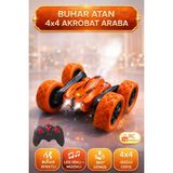 Yıldırım Oyuncak Uzaktan Kumandalı Şarjlı LED Işıklı Müzikli Buhar Atan 4x4 Rc Akrobat Araba 16CM - Turuncu