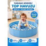 YILDIRIM OYUNCAK Yumuşak Tabanlı Top Havuzu 80×25cm – 100 Toplu Yumuşak Minderli Katlanabilir Güvenli Bebek Oyun Alanı