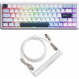 Yıldırım Store Ajazz AK680 Max%68 Manyetik Switch Oyuncu Klavyesi, Coiled Kablo, 3000MAH, 8000Hz Kablolu-1000Hz Kablosuz Polling Rate, Rgb Arkadan Aydınlatmalı Mekanik Klavye (Beyaz Lacivert)