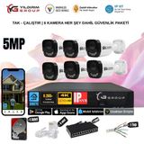 Yıldırımgroup 6 Kameralı Sesli 5mp Ip-Gece Renkli Araç ve Yüz Tanımalı Kamera Sistemi-Hazır Kamera Seti