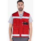 Yıldırımlar Reflektörlü Çok Cepli Haritacı Yeleği - Kırmızı - 2XS
