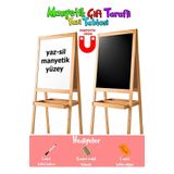 Yıldırım's Home Manyetik Çocuk Yazı Tahtası Ahşap Çift Taraflı 45x100