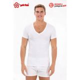 Yıldız 355 Premium Erkek Beyaz Rahat Kalıp Derin V Yaka Kısa Kollu Mevsimlik Atlet/Fanila/Tshirt