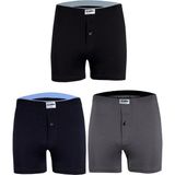 Yıldız 3'lü Yıldız Erkek Havlu Bel Penye Boxer - 3XL - Siyah - Lacivert - Füme