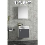 Yıldız 45 cm Beyaz-Antrasit Gri Mat MDF Seramik Lavabolu Asma Banyo Alt Dolabı