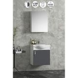 Yıldız 45 Cm Beyaz-antrasit Gri Mat Mdf Seramik Lavabolu Asma Banyo Dolabı Takımı