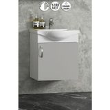 Yıldız 45 cm Beyaz-Sis Gri MDF Seramik Lavabolu Asma Banyo Dolabı Takımı