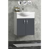 Yıldız 50 cm Antrasit Gri MDF Seramik Lavabolu Asma Alt Banyo Dolabı