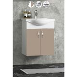 Yıldız 50 cm Selenit MDF Seramik Lavabolu Asma Alt Banyo Dolabı