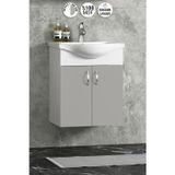 Yıldız 50 cm Sis Gri MDF Seramik Lavabolu Asma Alt Banyo Dolabı