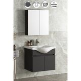 Yıldız 55 cm Antrasit Gri Mat Mdf Seramik Lavabolu Asma Banyo Dolabı Takımı