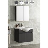 Yıldız 55 Cm Antrasit Gri Mdf Seramik Lavabolu Asma Banyo Dolabı Antrasit - Gri