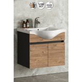 Yıldız 55 cm Atlantik Çam-Antrasit Gri Mat MDF Seramik Lavabolu Asma Banyo Alt Dolabı
