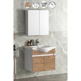 Yıldız 55 cm Beyaz-Atlantik Çam Mdf Seramik Lavabolu Asma Banyo Dolabı Takımı