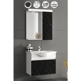 Yıldız 55 cm Beyaz-Royal Mermer MDF Seramik Lavabolu Asma Banyo Dolabı Takımı