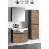 Yıldız 55+35 cm Antrasit Gri Mat-Atlantik Çam MDF Seramik Lavabolu Asma Banyo Dolabı Takımı