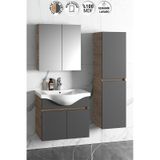 Yıldız 55+35 Cm Atlantik Çam- Antrasit Gri Mat Mdf Seramik Lavabo Antrasit - Atlantik Çam
