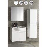 Yıldız 55+35 cm Beyaz Mdf Seramik Lavabolu Sepetli Asma Banyo Dolabı Takımı