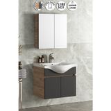 Yıldız 65 cm Atlantik Çam-Antrasit Gri Mat MDF Seramik Lavabolu Asma Banyo Dolabı Takımı