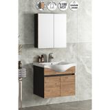 Yıldız 65 cm Atlantik Çam-Antrasit Gri Mat MDF Seramik Lavabolu Asma Banyo Dolabı Takımı