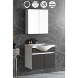 Yıldız 65 Cm Beyaz-antrasit Gri Mat Mdf Seramik Lavabolu Asma Banyo Dolabı Takımı