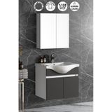 Yıldız 65 Cm Beyaz-antrasit Gri Mdf Asma Banyo Dolabı Takımı Beyaz - Antrasit