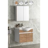 Yıldız 65 cm Beyaz-Atlantik Çam MDF Seramik Lavabolu Asma Banyo Dolabı Takımı