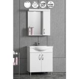 Yıldız 65 cm Beyaz MDF Seramik Lavabolu Ayaklı Banyo Dolabı Takımı