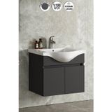Yıldız 75 cm Antrasit Gri Mat Mdf Seramik Lavabolu Asma Banyo Alt Dolabı