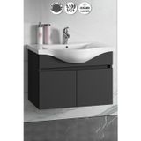Yıldız 80 cm Antrasit Gri Mat MDF Seramik Lavabolu Asma Banyo Alt Dolabı