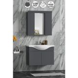 Yıldız 80 cm Antrasit Gri Mat MDF Seramik Lavabolu Asma Banyo Dolabı Takımı