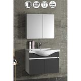 Yıldız 80 Cm Beyaz-antrasit Gri Mdf Asma Banyo Dolabı Takımı Beyaz - Antrasit