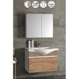 Yıldız 80 Cm Beyaz-atlantik Mdf Lavabolu Asma Banyo Dolabı Takımı Beyaz - Atlantik Çam