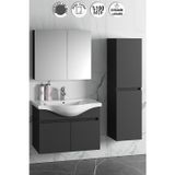 Yıldız 80+35 cm Antrasit Gri Mat MDF Seramik Lavabolu Asma Banyo Dolabı Takımı