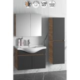 Yıldız 80+35 Cm Atlantik Çam-Antrasit Gri Mat Mdf Seramik Lavabol Antrasit - Atlantik Çam