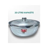 YILDIZ ARKAR Alüminyum Salça Aşure Yahni Kavurma Sos Helvane Tenceresi 20 Litre 50 Cm