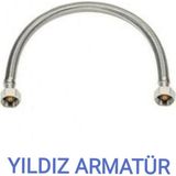 Yıldız Armatür Paslanmaz Çelik Örgülü Hortum,klozet,taharet Musluğu Fleksi Bağlantı Hortumu Flex 3/8-3/8 30 cm