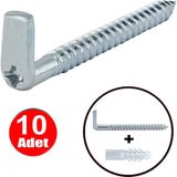 Yıldız Başlı 7cm L Vida Şofben Tablo Çerçeve Duvar Askısı Daset Askı Kancası Termosifon Vidalama Asma Montaj Demir Çivi Aparatı -10 Adet - Gri