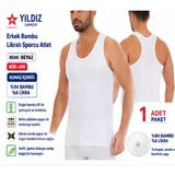 Yıldız Çamaşır Erkek Bambu Sporcu Likralı Atlet (490-491-492)- 1 Adet Beyaz S