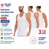 Yıldız Çamaşır Erkek Bambu Sporcu Likralı Atlet (490-491-492)- 3 Adet Beyaz 2Xl