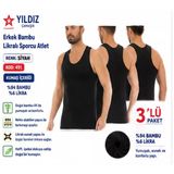Yıldız Çamaşır Erkek Bambu Sporcu Likralı Atlet (490-491-492)- 3 Adet Xl Siyah