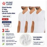 Yıldız Çamaşır Erkek Bambu V Yaka Kısa Kol Likralı Fanila Atlet (480-481-482)- 3 Adet