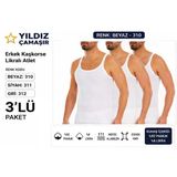 Yıldız Çamaşır Erkek Kaşkorse Likralı İnce Askılı Atlet (310-311-312) - 3 Adet Beyaz 2Xl
