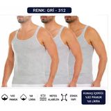Yıldız Çamaşır Erkek Kaşkorse Likralı İnce Askılı Atlet (310-311-312) - 3 Adet Gri S