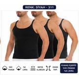 Yıldız Çamaşır Erkek Kaşkorse Likralı İnce Askılı Atlet (310-311-312) - 3 Adet Xl Siyah
