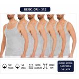 Yıldız Çamaşır Erkek Kaşkorse Likralı İnce Askılı Atlet (310-311-312) - 6 Adet L Gri