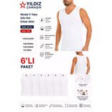 Yıldız Çamaşır Erkek Modal V Yaka Sıfır Kol Likralı Fanila Atlet (380-381)- 6 Adet Beyaz M
